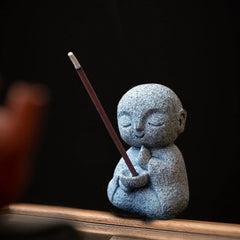 Jizo Monk Incense Holder | Zen Aromatherapy Decor detail view