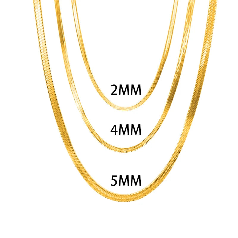 Fashion Unisex Punk Blade Chain Women Necklace 2/4/5mm Width Women Flat Gold Color St alternate view