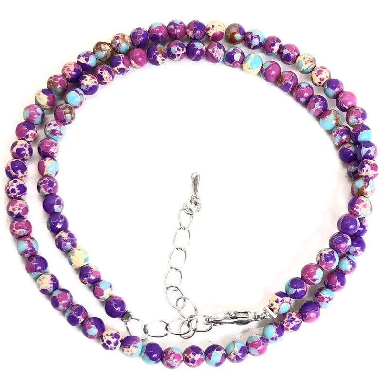 Natural Stone Bead Adjustable Necklace | Agate Opal Tigers Eye Quartz Crystal Jewelry detail view