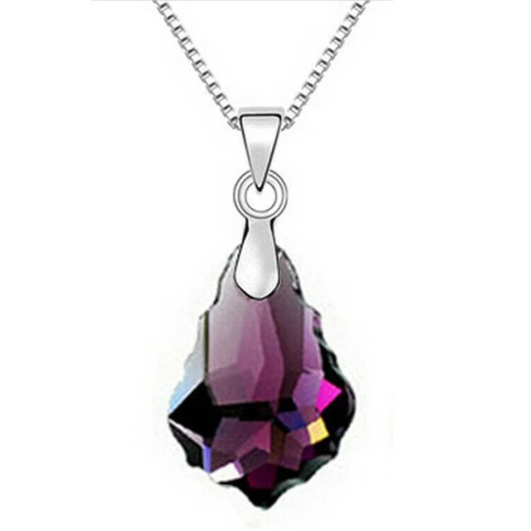 Purple Crystal Drop Pendant Necklace Set Zinc Alloy Trendy Women's Jewelry Set alternate view