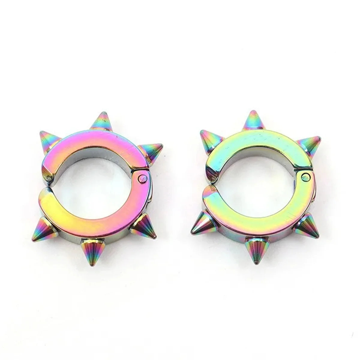 2/4pcs Punk Style 316L Stainless Steel Spine Earring,Clip On Non Piercing Hoop Earrin alternate view