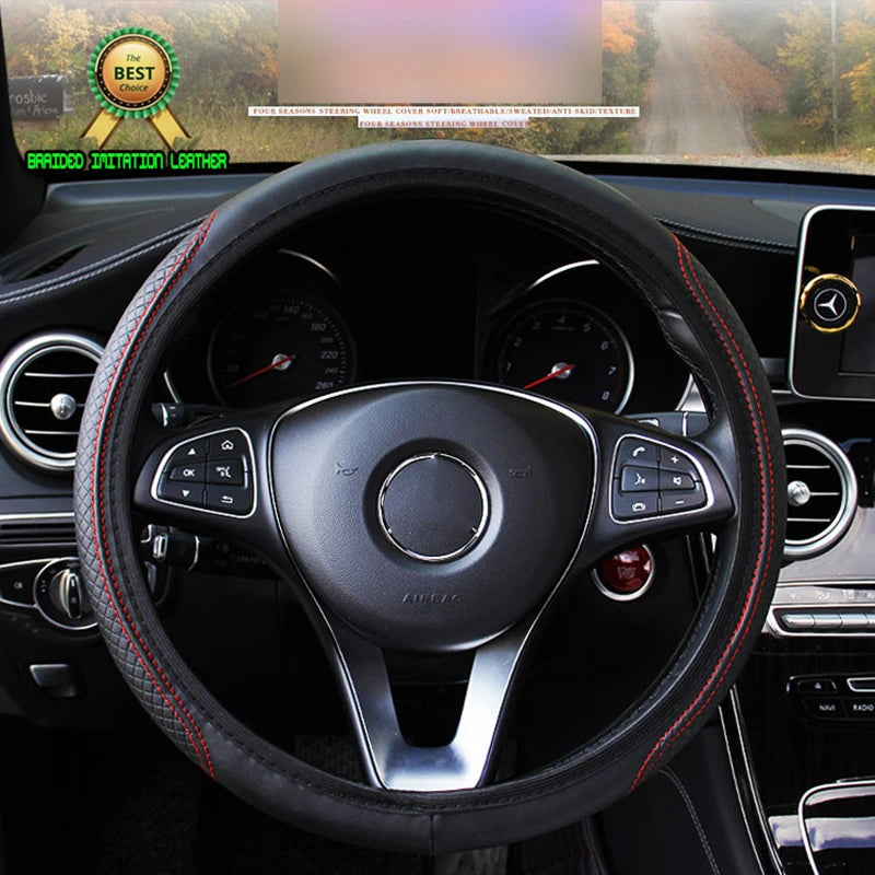 Universal Steering Wheel Cover Micro Fiber Leather 37/38cm Non-Slip alternate view