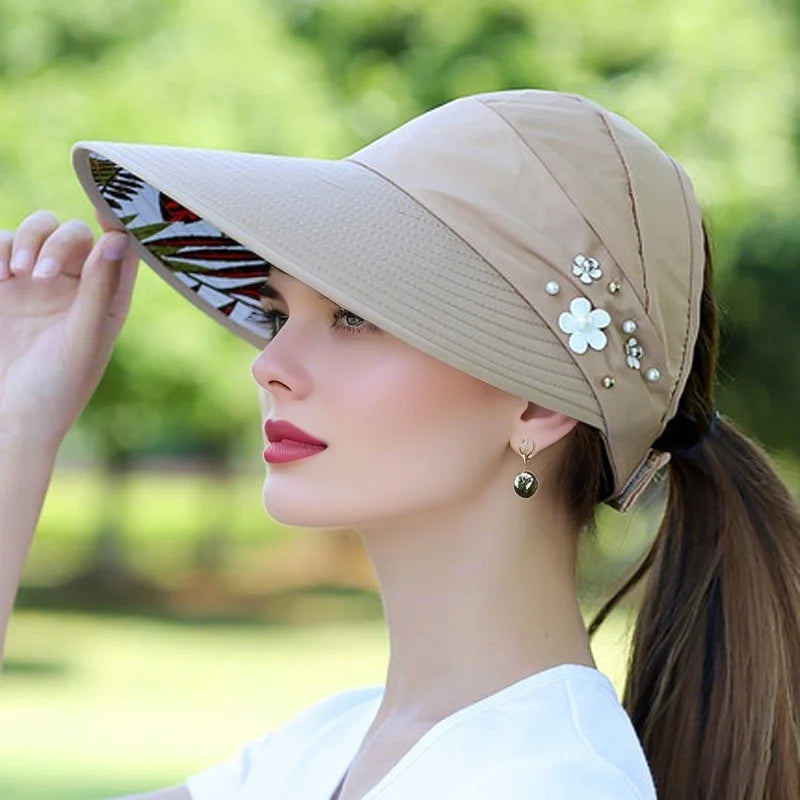 Sun Protection Hat for Women | Foldable UV Guard Visor alternate view
