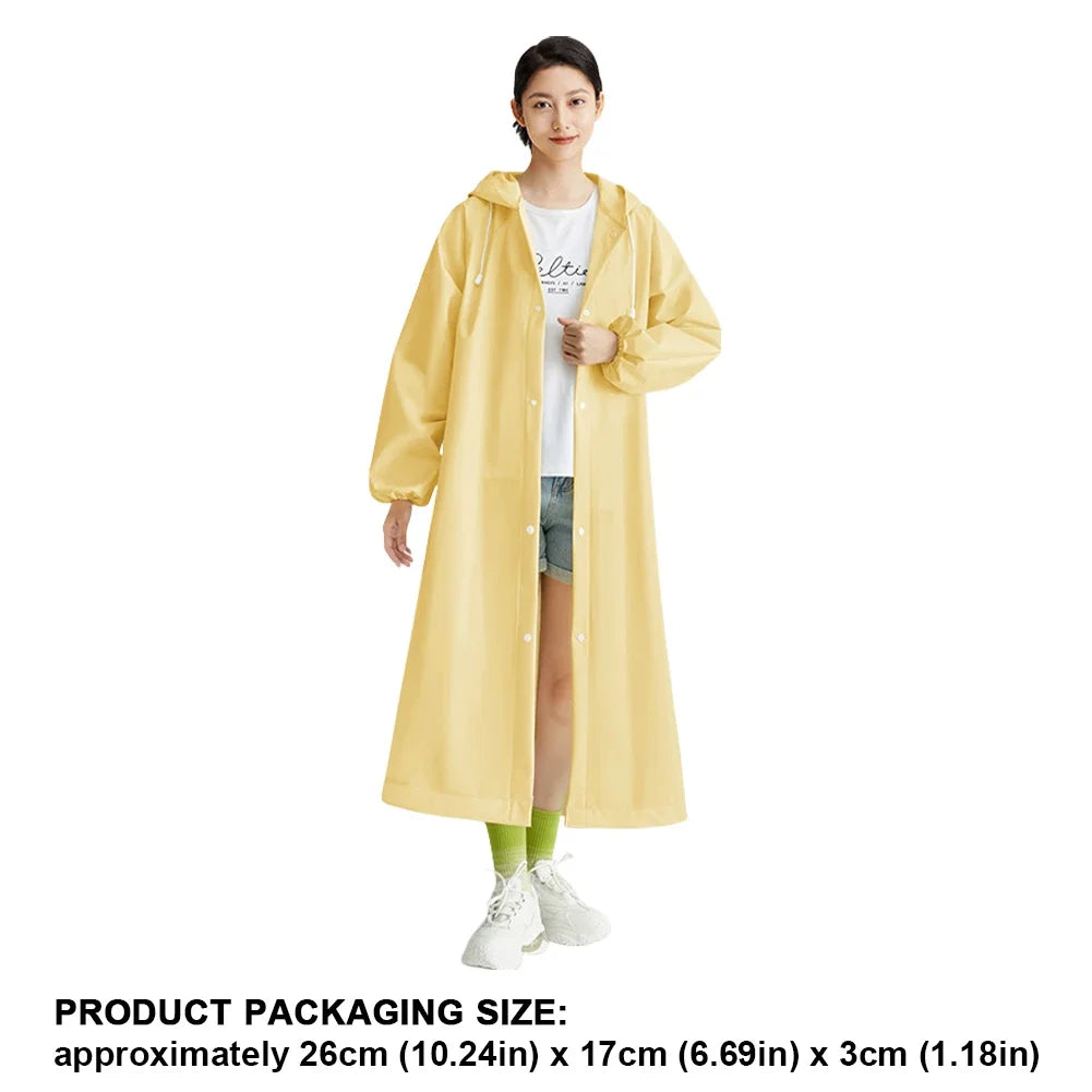 Adult Long Raincoat | Reusable Waterproof Windproof Hooded Rain Gear for Hiking and Trav detail view
