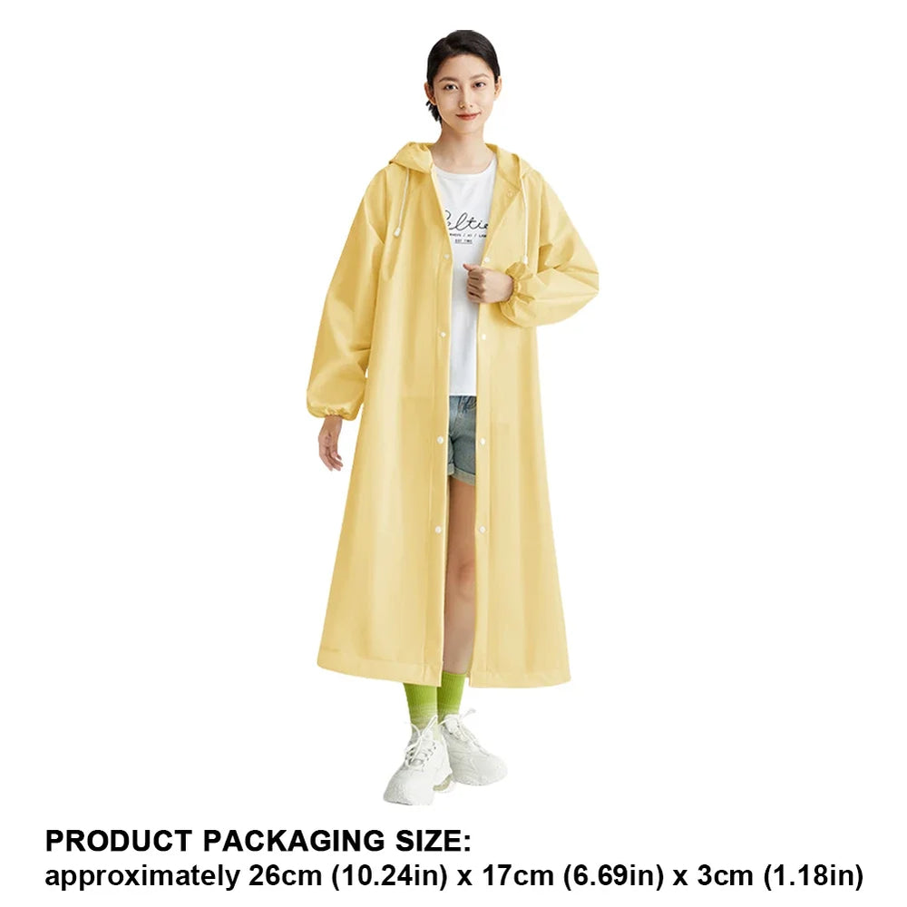 Adult Long Raincoat | Reusable Waterproof Windproof Hooded Rain Gear for Hiking and Trav detail view