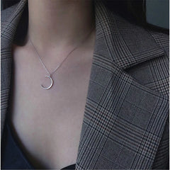 Stainless Steel Necklace New Fashion Moon Chain Pendant Simplicity Necklaces For Women J detail view