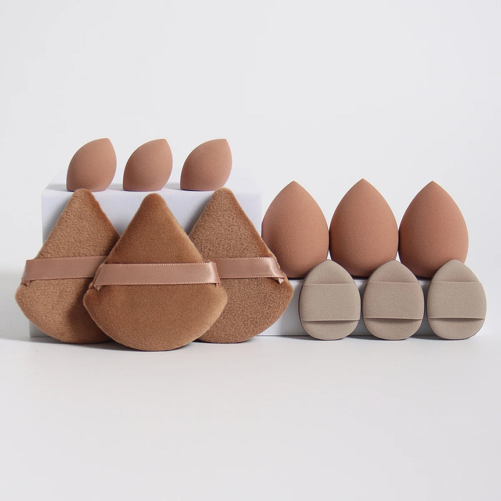 12pcs Makeup Sponge Set | Velvet Triangle Powder Puff for Foundation close-up view