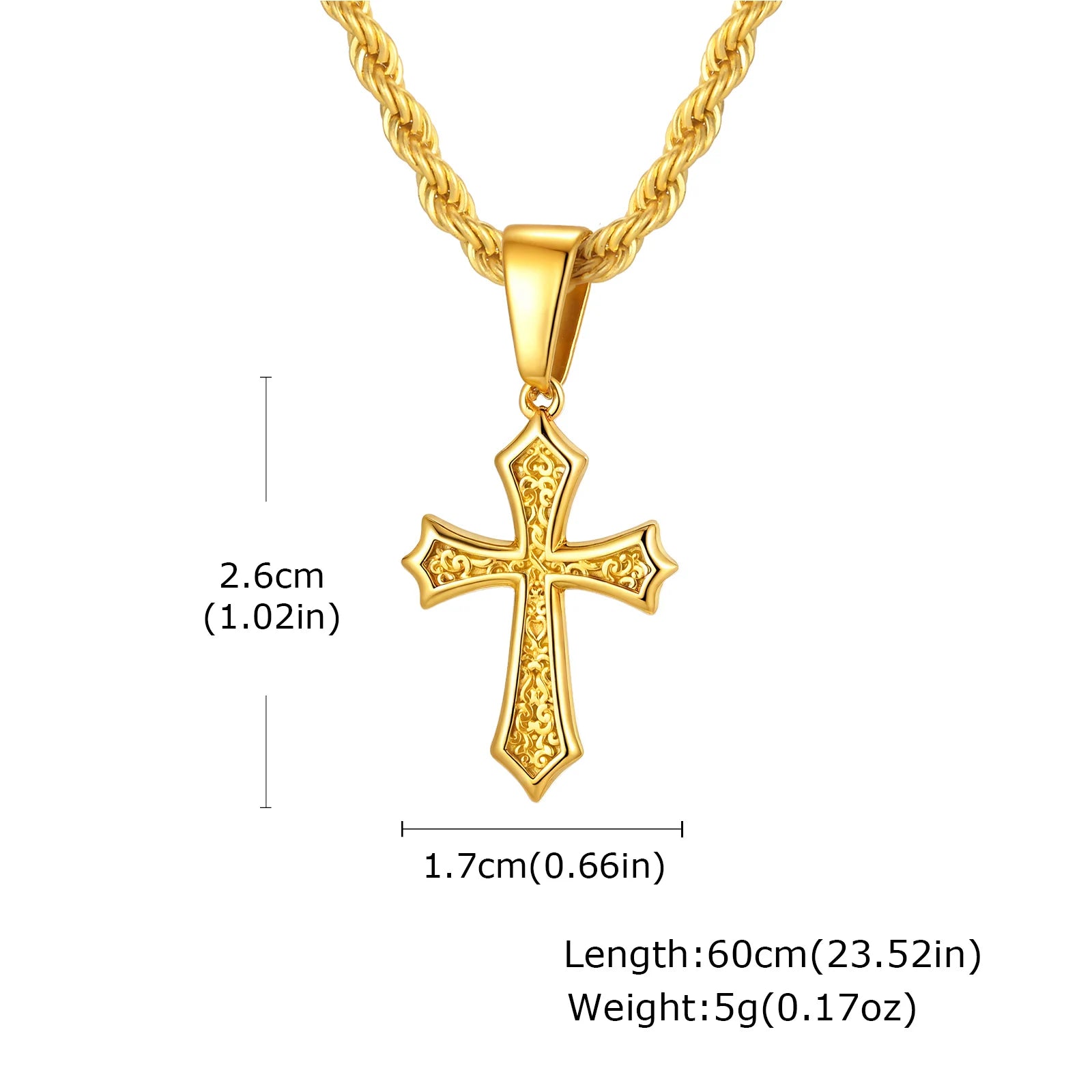 Hiphop Cross Necklace for Men Women | Stainless Steel Cross Charm Trendy Jewelry Gift detail view