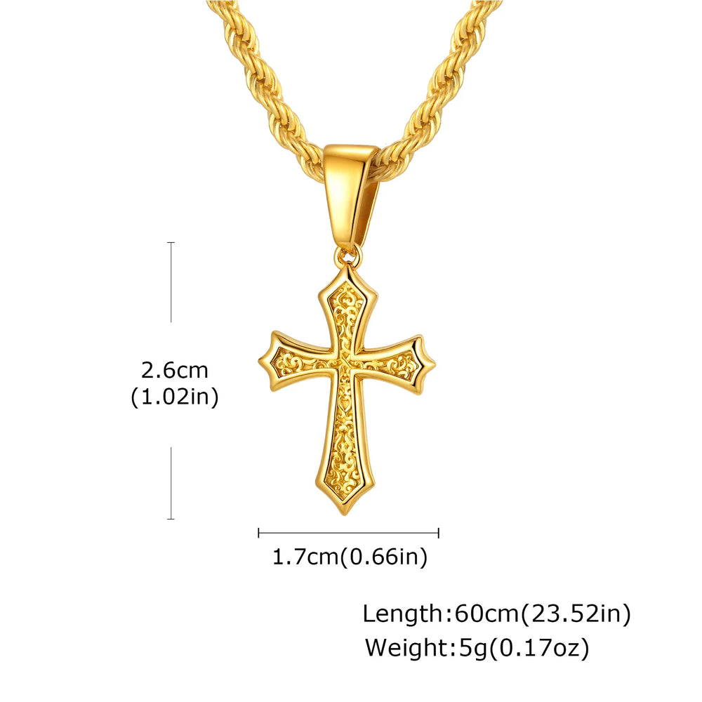 Hiphop Cross Necklace for Men Women | Stainless Steel Cross Charm Trendy Jewelry Gift detail view