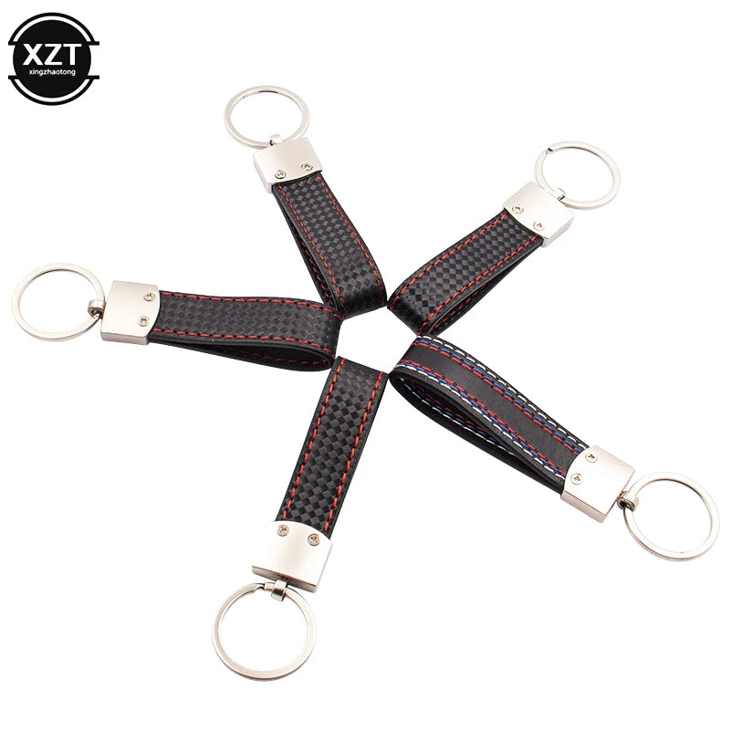 WYMECT Leather Car Keychain | Stylish Key Ring for Audi VW BMW close-up view