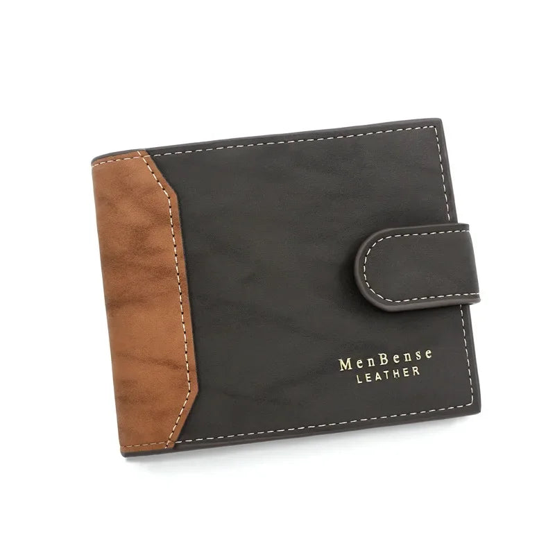 TRISJEM Slim Card Holder Wallet for Men | Short Frosted PU Leather 3-Fold close-up view