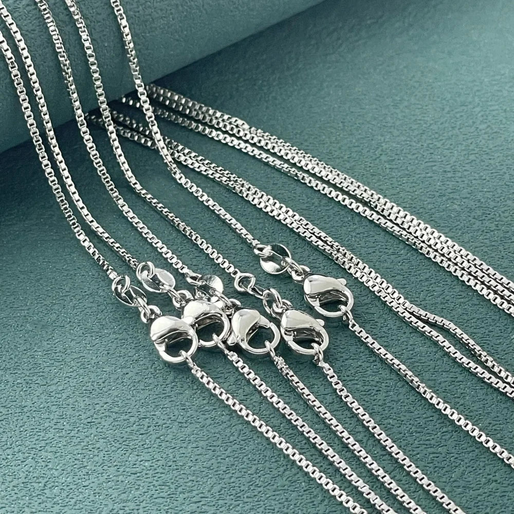 Andara 925 Sterling Silver Gold-Plated 1mm Width Box Chain Necklace Fashion Basic Choker for Women Jewelry Gift