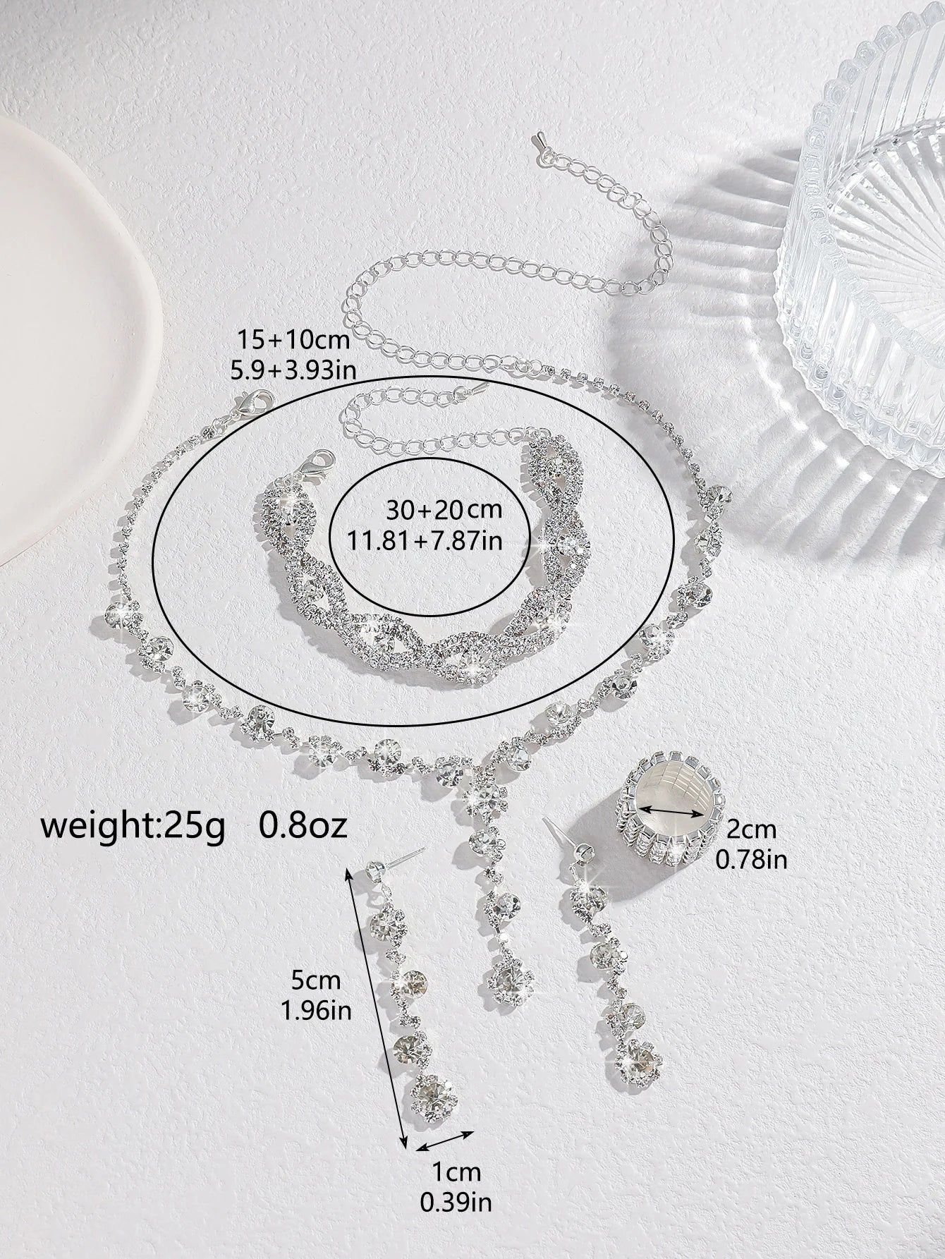 4PC Women's Fashion Copper Claw Chain Sunflower Necklace Earrings Bracelet Jewelry Set W detail view