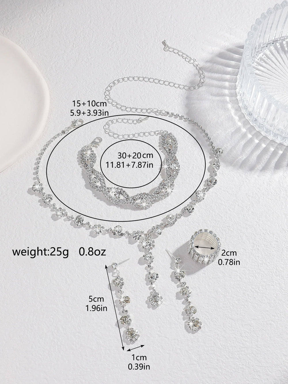4PC Women's Fashion Copper Claw Chain Sunflower Necklace Earrings Bracelet Jewelry Set W detail view