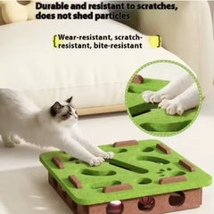 Interactive Maze Cat Toy | Felt Plush Puzzle with Bell Ball detail view
