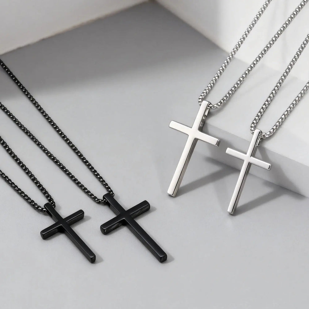 Fashionable Cross Pendant Necklace | Unisex Stainless Steel Box Chain
