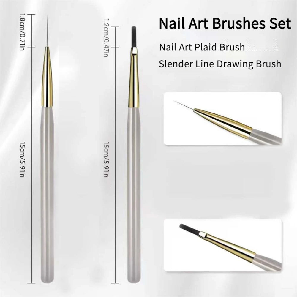 1/2/5Pcs French Plaid Nail Art Brush Set Ultra-Fine Liner Flat Brush for Grid Pattern lifestyle view