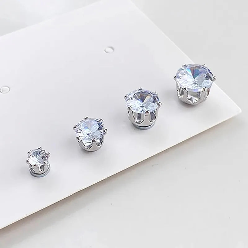 1/2pcs Simple Magnetic Earrings Ear Clips for Men Women, Stud Earring Zircon Ear Bo additional angle