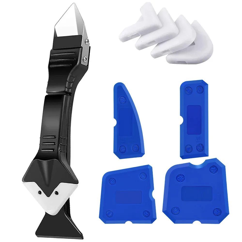 5in1 Silicone Scraper Squeegee Glue Remover Tool Kit | Multifunctional Caulking & Grou close-up view