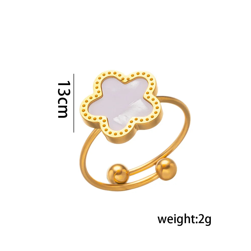 14K Gold Plated Stainless Steel Necklace Woman Five Leaf Petals Double Sided Neckla additional angle