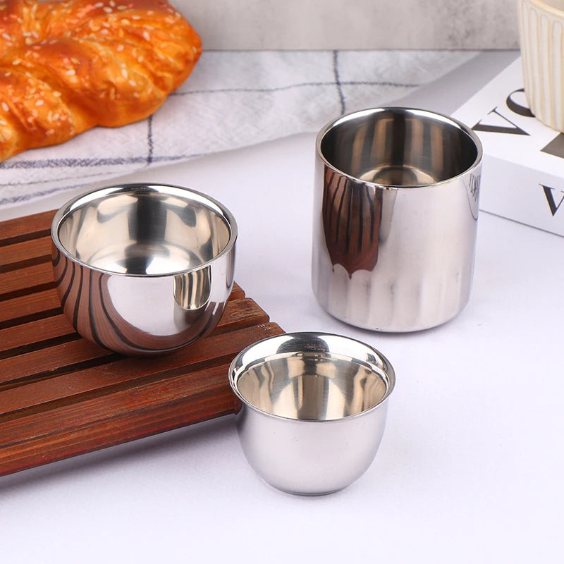 1PC For Home Office Tea Beverage Beverage Mugs Double Layer Wine Cups Stainless Steel He detail view