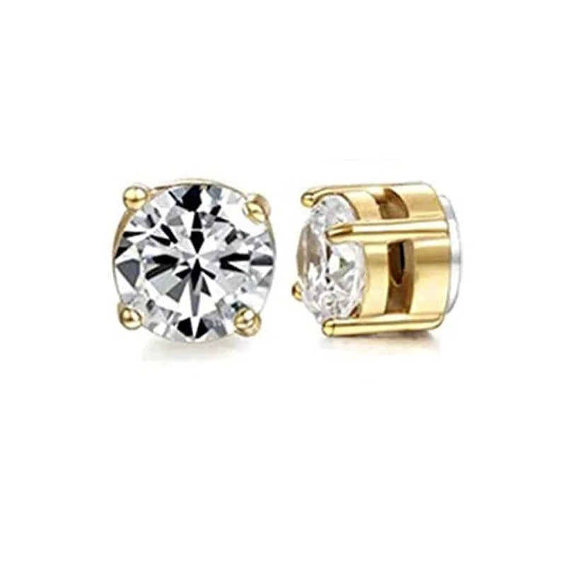 2Pcs Crystal Strong Magnetic Ear Stud Clip Earrings for Men and Women, Punk Round Z additional angle