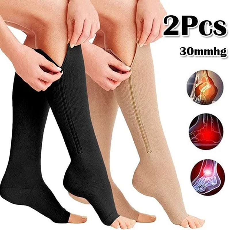 Vein Stretch Socks Women Men High Elasticity Pressure Long Cycling Socks Leg Support