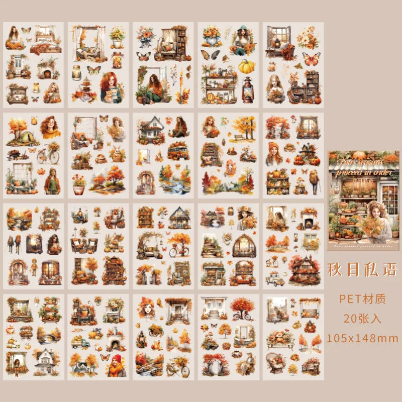 Mr Paper 20Pcs/book Teenage Travelling Decorative Sticker Book | Four Seasons DIY Cale close-up view