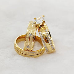 Wedding Engagement Rings Set For Couples Lover's Alliance Bands Designer cz Diamond 18k gold plated Promise Rings Jewelry Women