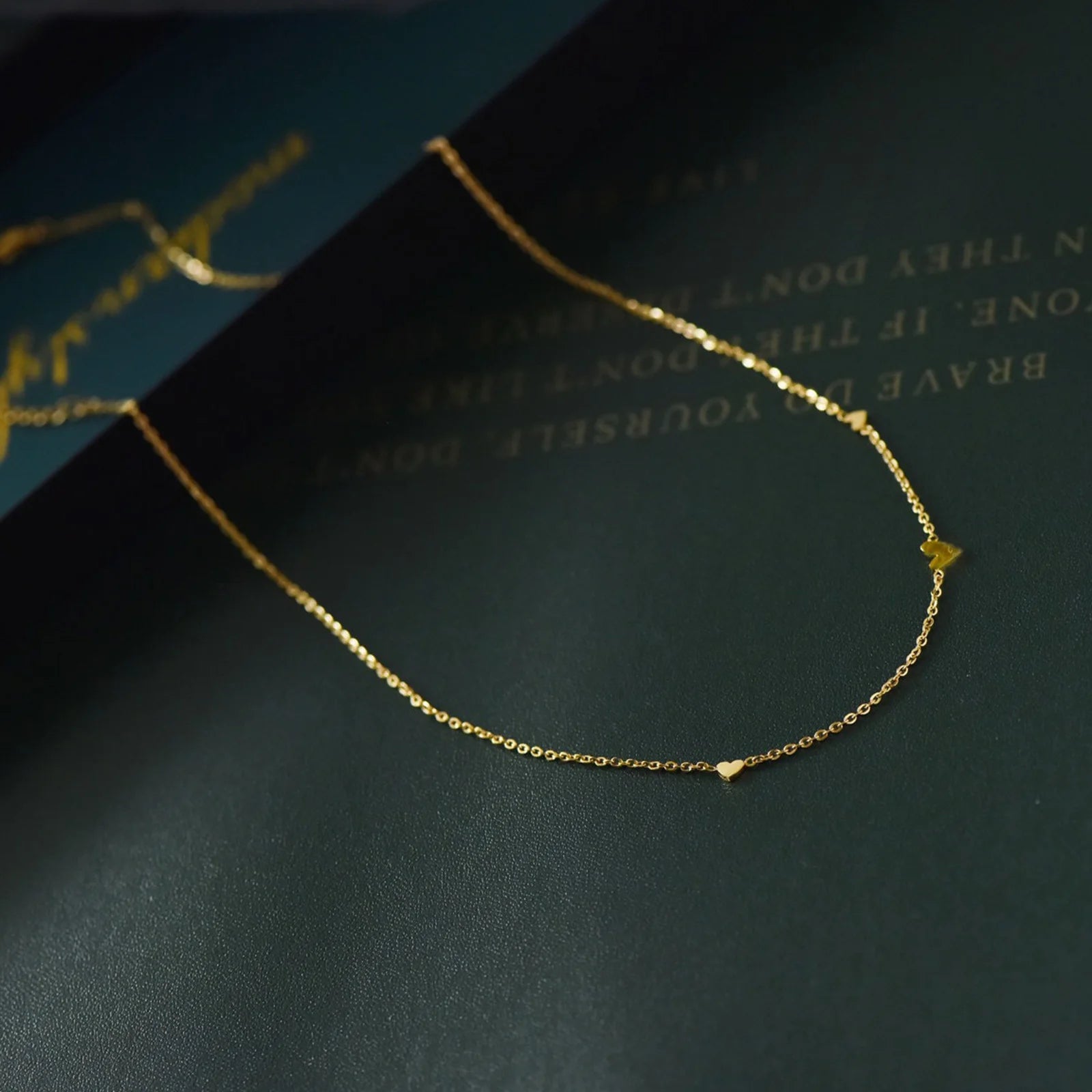 316L Stainless Steel Mini Heart Clavicle Chain Choker Necklace Women Chain Necklace Si close-up view