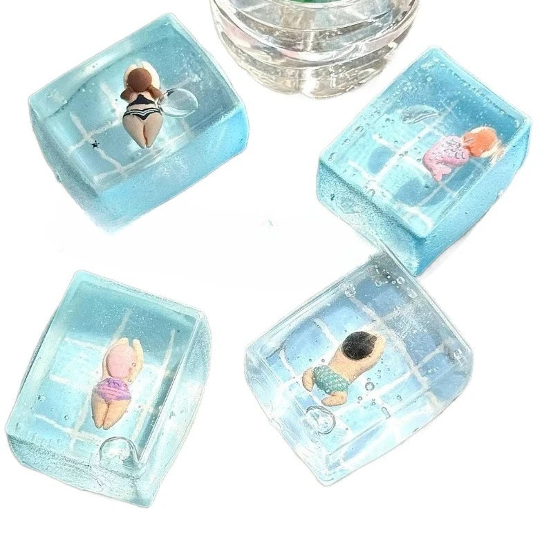 1pc Swimming Pool Squeeze Toys Maltose Stress Relief Slow Rebound Fidget Toy Mochi Sq lifestyle view