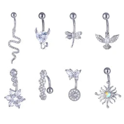 Crystal Belly Button Ring Animal Shape Belly Piercing Stainless Steel Navel Curved Ba lifestyle view