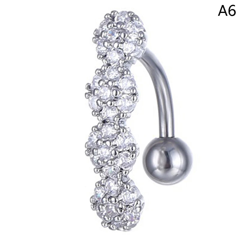 Crystal Belly Button Ring Animal Shape Belly Piercing Stainless Steel Navel Curved Ba alternate view