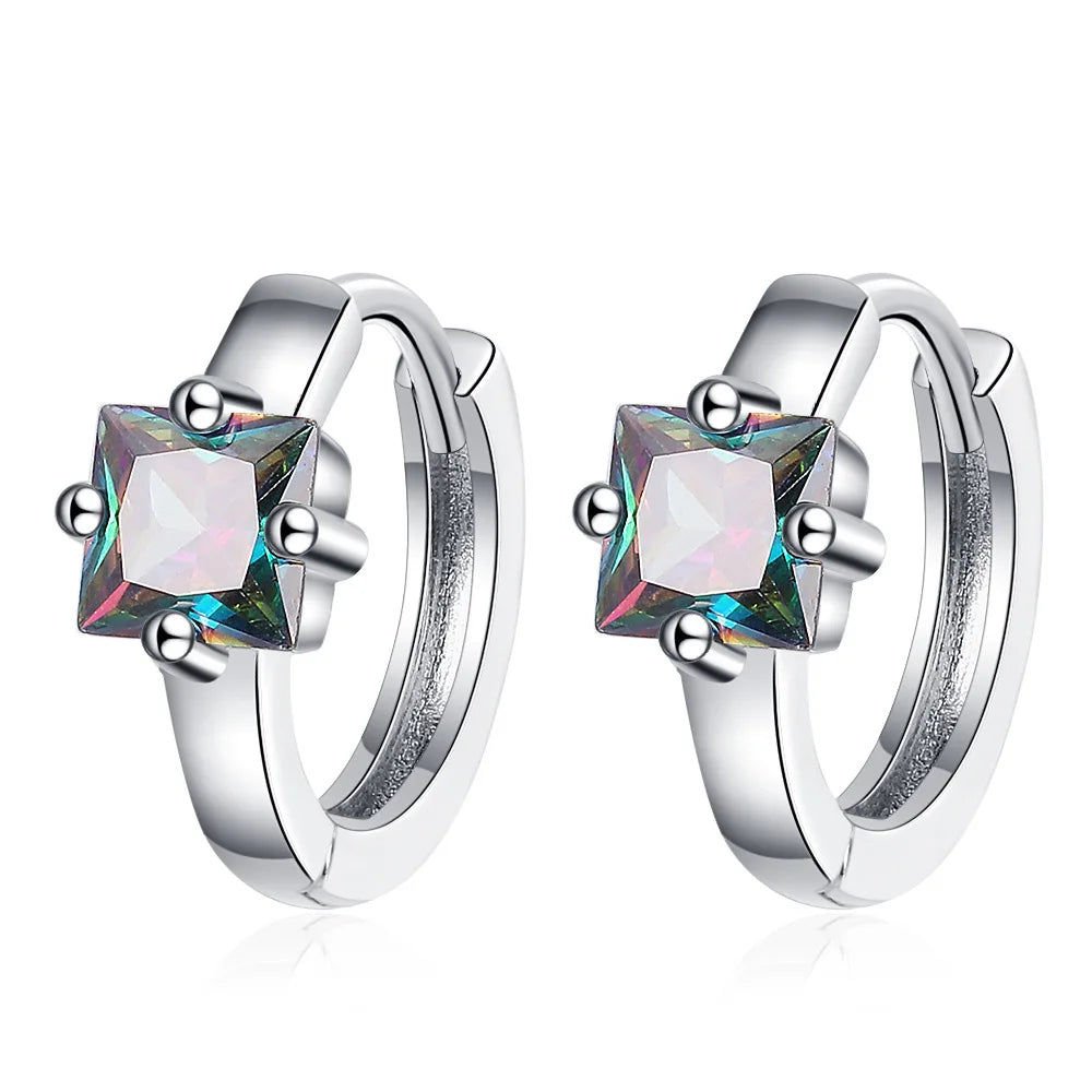 High Quality 925 Silver Square Zircon Small Earrings For Women Luxury Jewelry Novelti lifestyle view