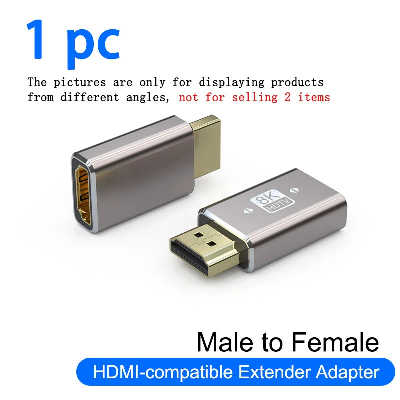 8K HDMI 2.1 Right Angle Adapter | 90 Degree Male to Female Connector for TV and Consol close-up view