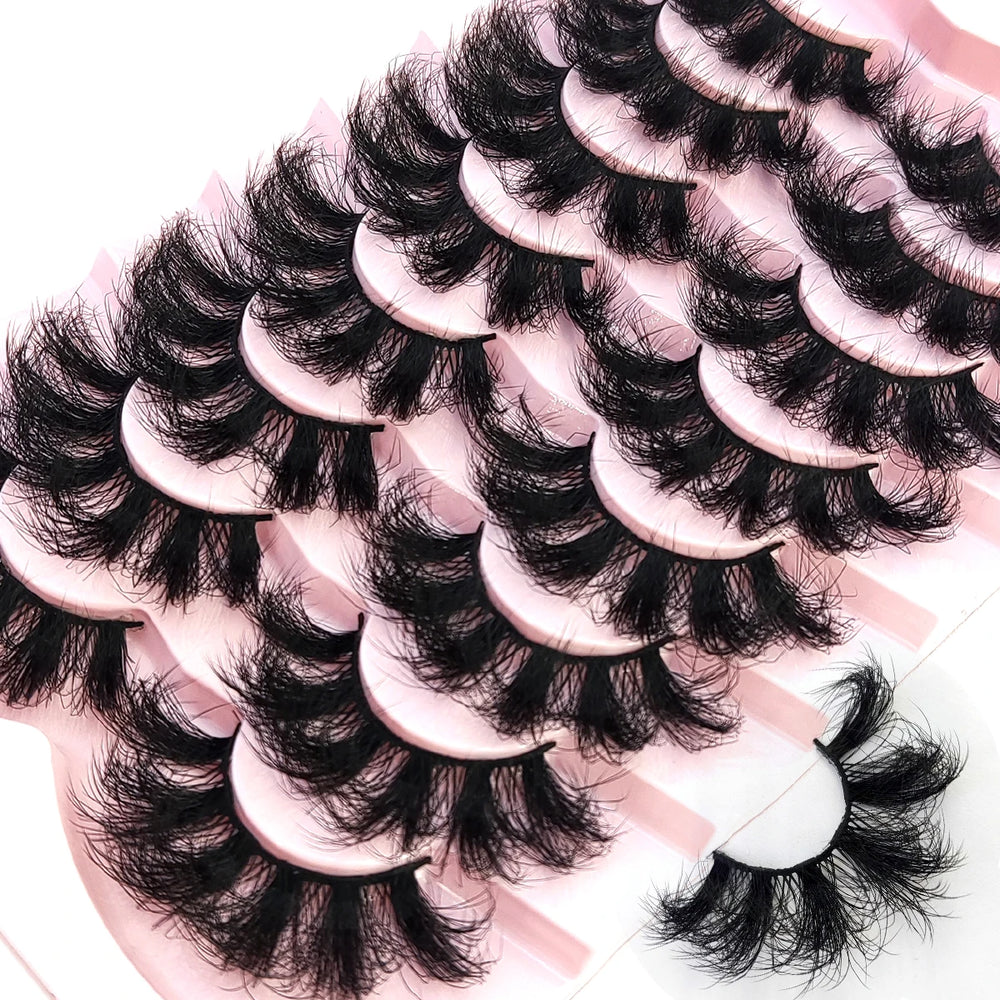 5-8 Pairs Natural Russian Striped Mink Lashes | 3D Volume Wavy False Eyelash Extensions detail view