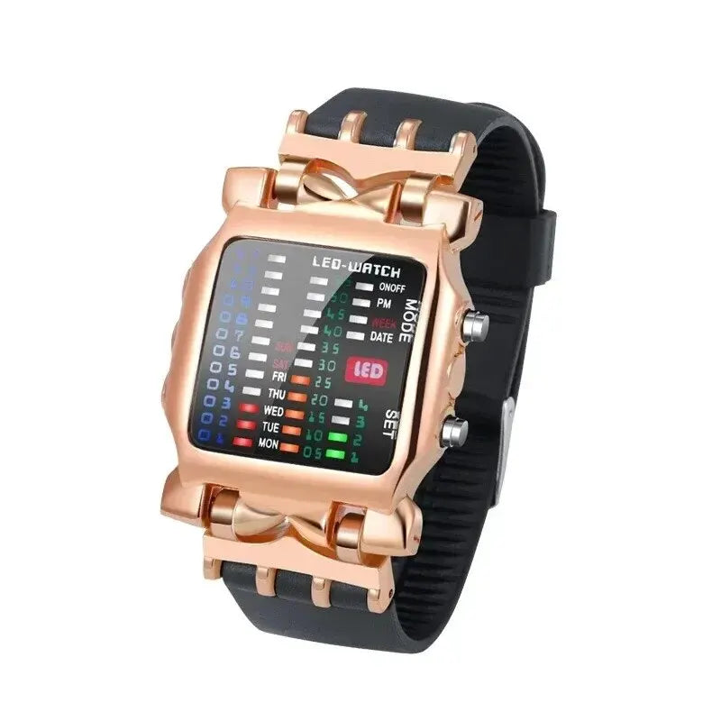 Binary Led Watch Creative Waterproof Business Electronic Watch Mens Trend Luminous Gi alternate view