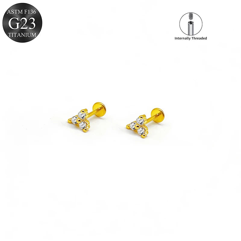 EVISPOL ASTM F136 G23 Titanium Tiny CZ Labret Lip Stud Earring for Women 16G Heart Carti detail view