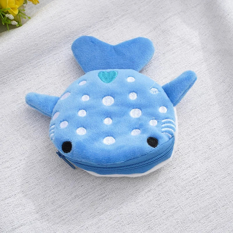 Cartoon Whale Shark Coin Purse | Kawaii Plush Zipper Wallet detail view