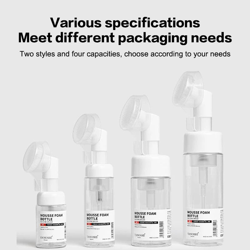30ml 60ml 100ml 150ml Empty Foam Pump Bottle with Silicone Brush Head | Portable Face Cl detail view
