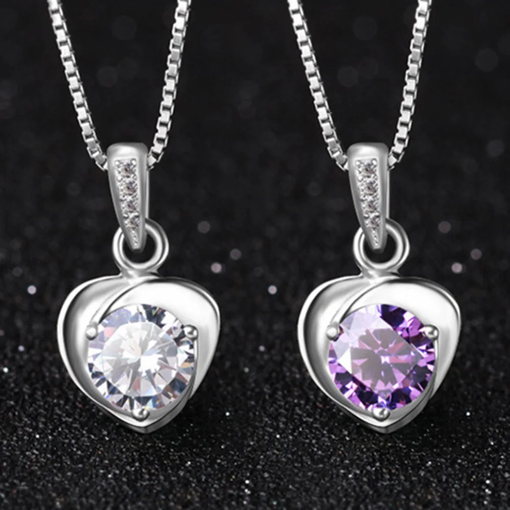 925 Silver Necklace Zircom for Women 18k Gold Plated Jewelry Pendant Birthday Party Gift detail view