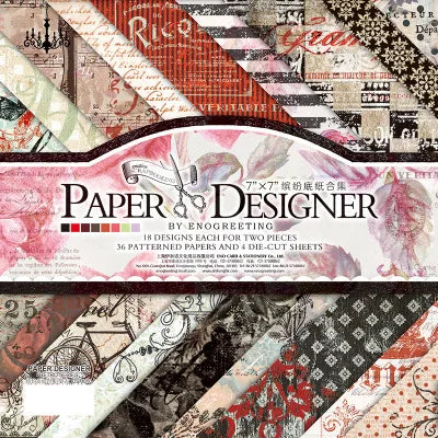 7 Inch Vintage Scrapbook Paper Set | 40 Sheets Retro Cardstock for DIY Crafts close-up view