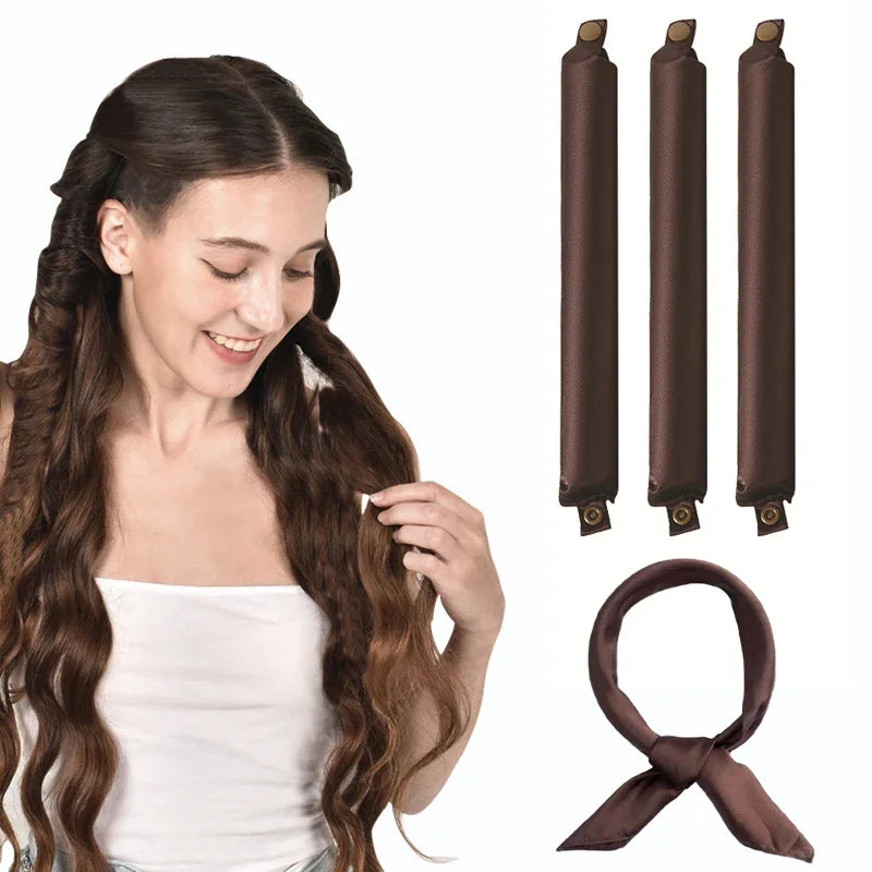 Satin Heatless Hair Curlers | Overnight No Heat Curling Rod Set alternate view