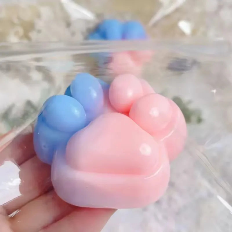 Rainbow Cat Paw Squishy Toy | Three Color Slow Rebound Stress Relief Fidget Toy detail view