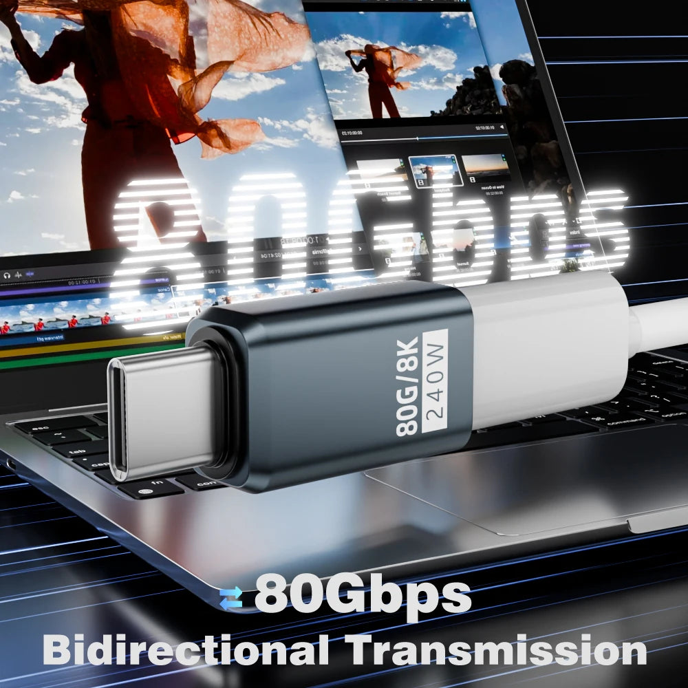 USB4 V2 90 Degree Type C Angle Adapter 80Gbps Thunderbolt 5 4 3 Elbow Adapter 240W US alternate view