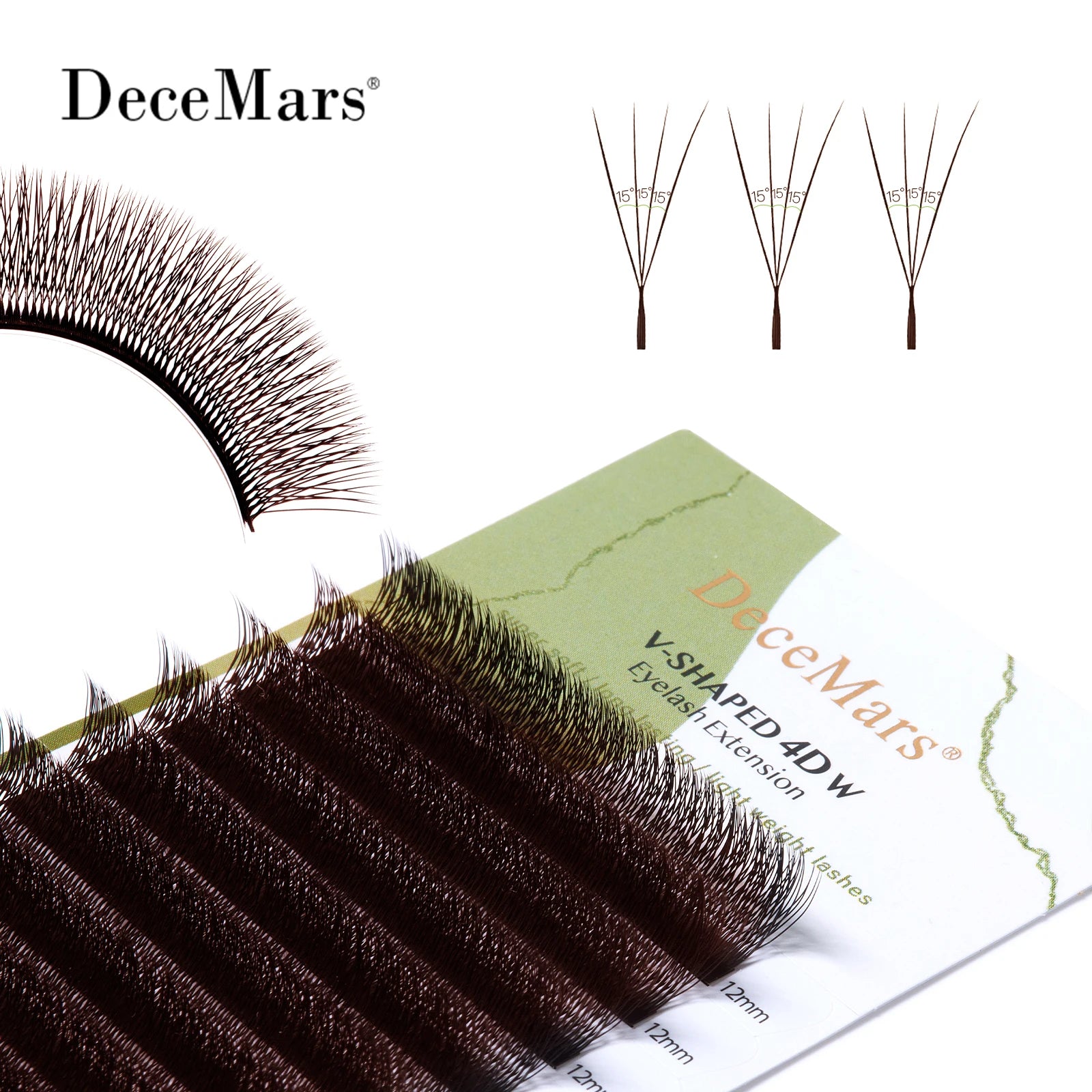 DeceMars V-Shaped 4D Brown Eyelash Extensions | 12 Rows Tray lifestyle view