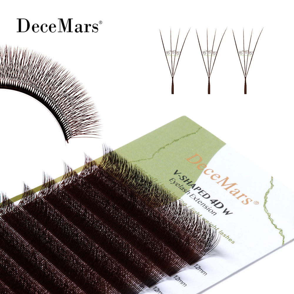 DeceMars V-Shaped 4D Brown Eyelash Extensions | 12 Rows Tray lifestyle view
