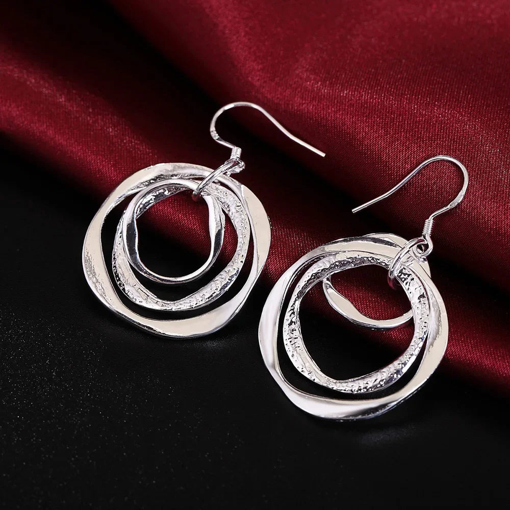 Top Quality 925 Sterling Silver Earrings Simple Round Circle Hoop Earrings For Woman Fas detail view