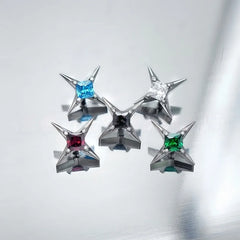 G23 Titanium 16G CZ Square Star Labret Tragus Helix Cartilage Flat Back Earring Nose S close-up view
