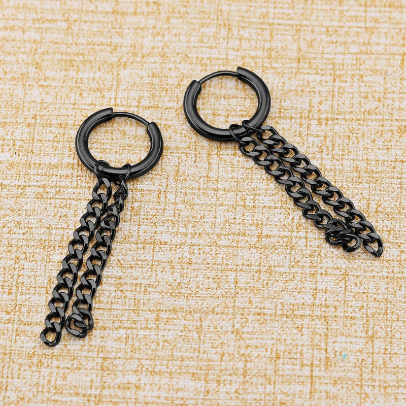 Vintage Punk Stainless Steel Stud Earrings for Men Women | 1 Pair Black Earrings Se additional angle
